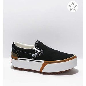 BLACK VANS SLIP ON PLATFORM